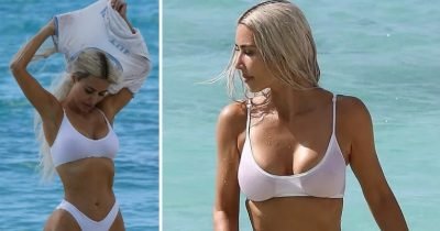 Kim Kardashian flaunted figure in white bikinis on Turks & Caicos Islands trip.