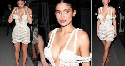 Kylie Jenner Puts On Daring Display In A Crochet Mini Dress At Balmain Runway