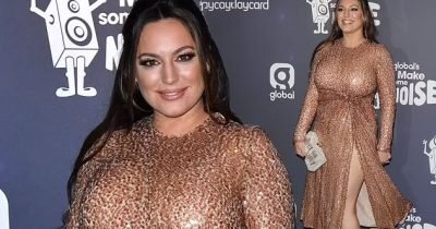Kelly Brook, 42, Stuns In A Copper-Hued Sequined Dress With Thigh-High Split At Charity Event