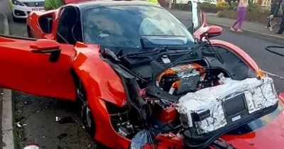 Man crashed his Ferrari into five parked cars.